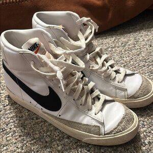 Nike White and Black High-Top Sneakers